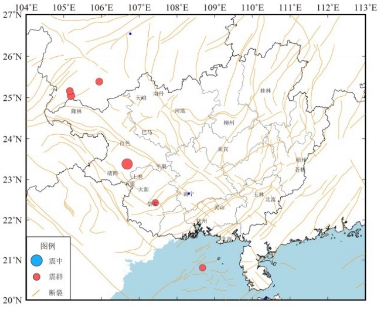 图5 2020年4月至2021年10月震群分布图Fig.5 Earthquake swarm distribution from April 2020 to October 2021